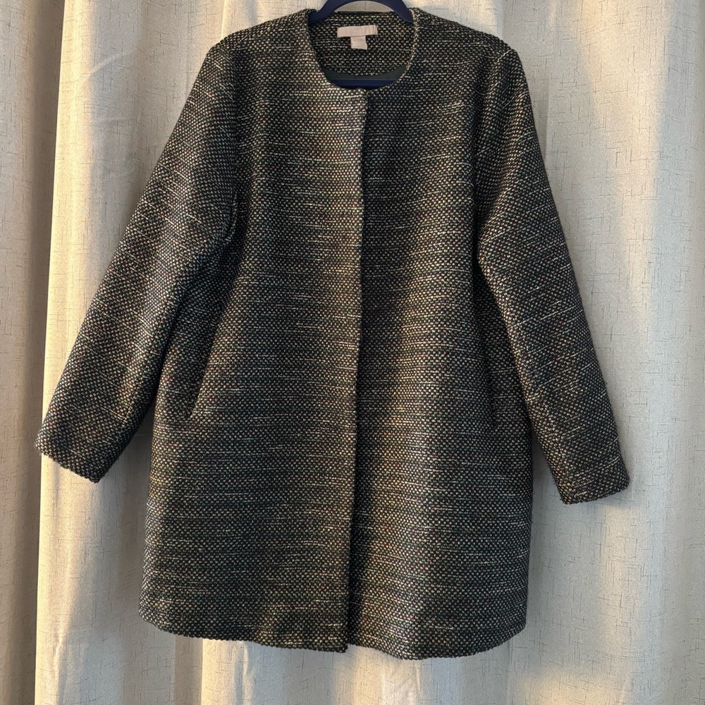 H&M | CLASSIC RAINBOW DARK TWEED STRUCTURED MID‎ COAT
MINIMALISTIC A-LINE Sz 16
